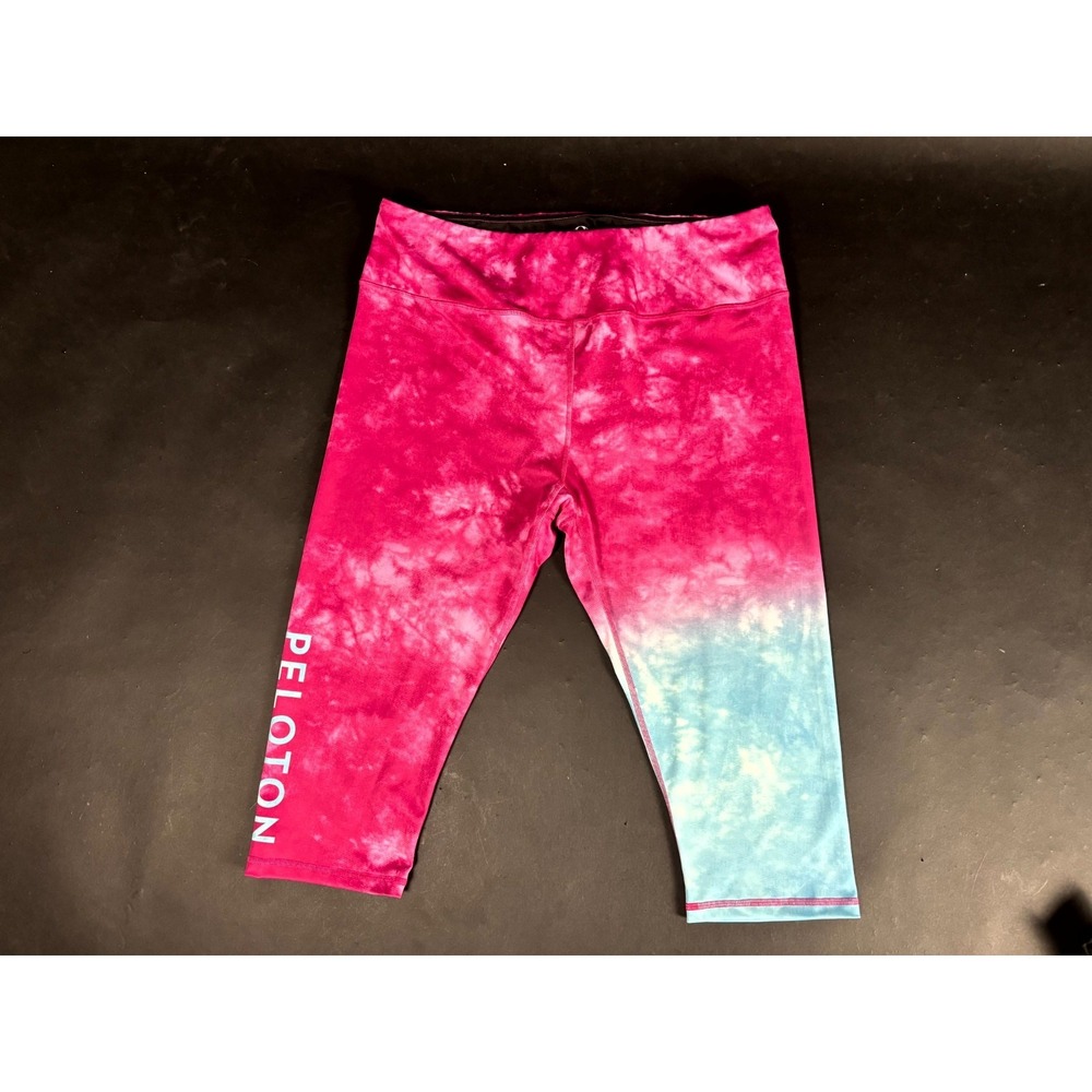 KALI Peloton Capri Legging Womens 3X Pink Teal Tie-Dye Polyester Elastic Waist